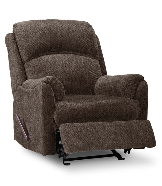 Fabriqué au Canada Fauteuil inclinable coulissant en tissu chenille Baron 32 - Brun | Fauteuil coulissant inclinable Baron de 32 po fabriqué au Canada en tissu de chenille - brun
