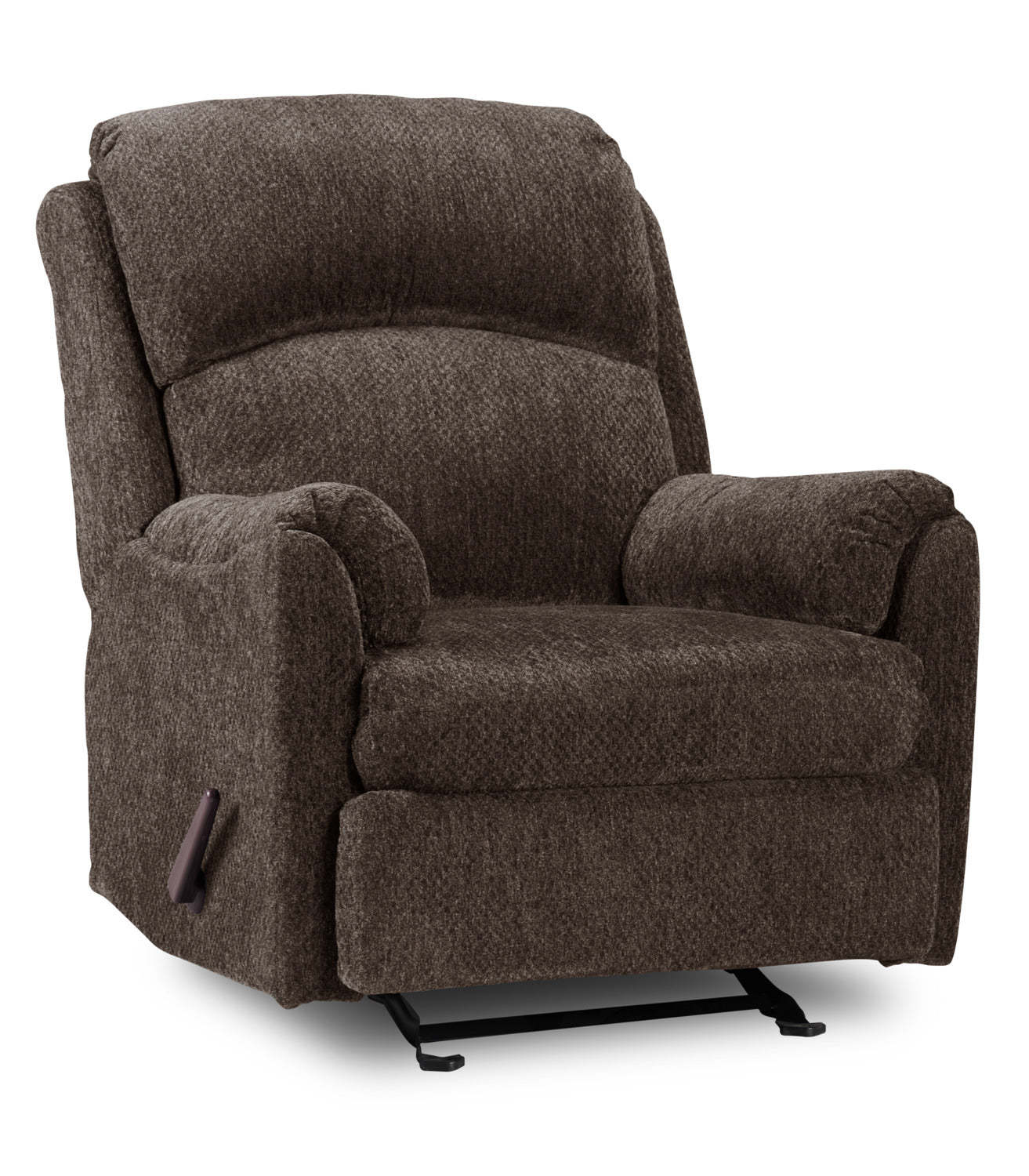 Fabriqué au Canada Fauteuil inclinable coulissant en tissu chenille Baron 32 - Brun | Fauteuil coulissant inclinable Baron de 32 po fabriqué au Canada en tissu de chenille - brun