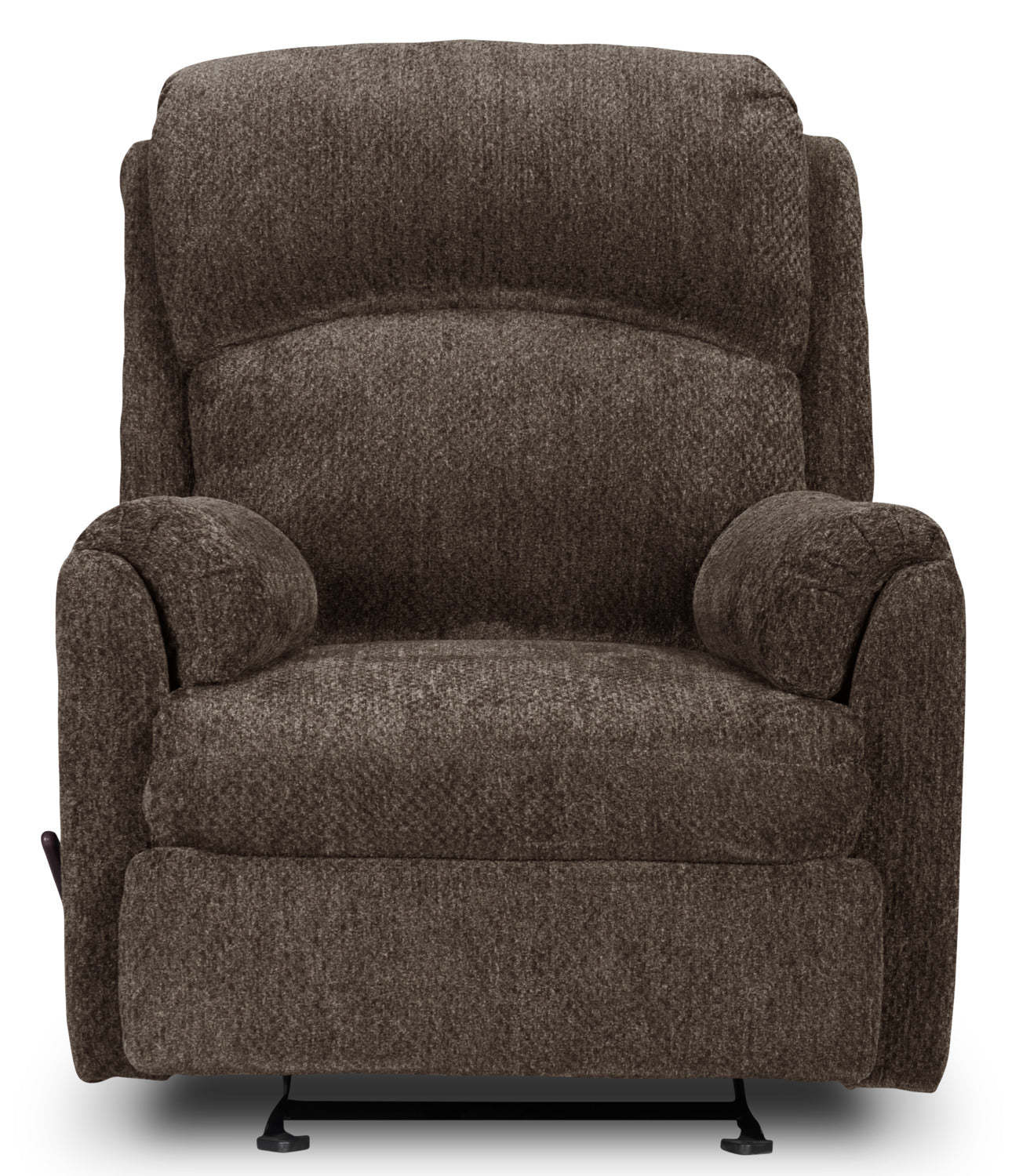 Fabriqué au Canada Fauteuil inclinable coulissant en tissu chenille Baron 32 - Brun | Fauteuil coulissant inclinable Baron de 32 po fabriqué au Canada en tissu de chenille - brun