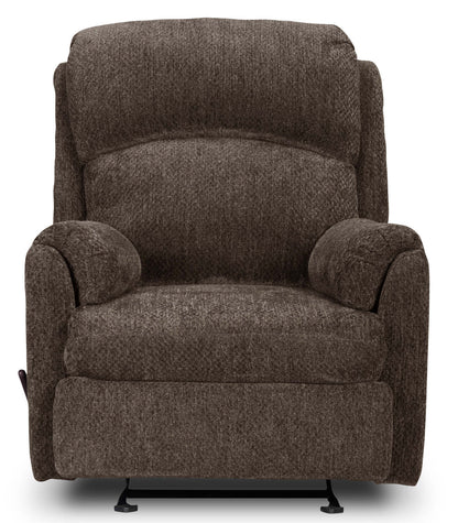 Fabriqué au Canada Fauteuil inclinable coulissant en tissu chenille Baron 32 - Brun | Fauteuil coulissant inclinable Baron de 32 po fabriqué au Canada en tissu de chenille - brun
