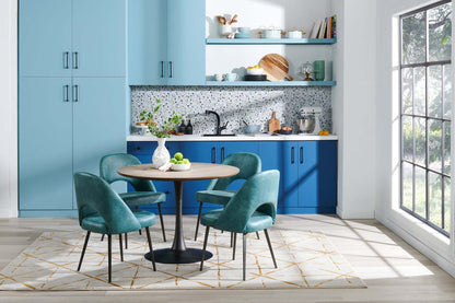 Chaise de salle à manger Bay de Kort & Co. en tissu de cuir végétalien et en métal - turquoise