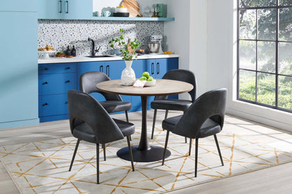 Chaise de salle à manger Bay de Kort &amp; Co. en tissu de cuir végétalien et en métal - anthracite