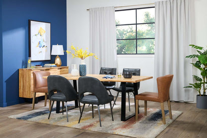 Chaise de salle à manger Bay de Kort &amp; Co. en tissu de cuir végétalien et en métal - anthracite