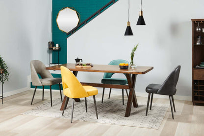 Chaise de salle à manger Bay de Kort & Co. en tissu de cuir végétalien et en métal - grise