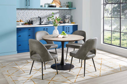 Chaise de salle à manger Bay de Kort & Co. en tissu de cuir végétalien et en métal - grise