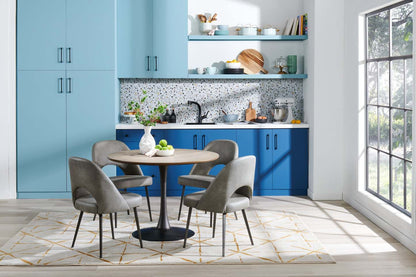 Chaise de salle à manger Bay de Kort & Co. en tissu de cuir végétalien et en métal - grise