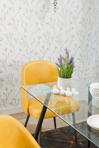 Chaise de salle à manger Bay de Kort &amp; Co. en tissu de cuir végétalien et en métal - moutarde