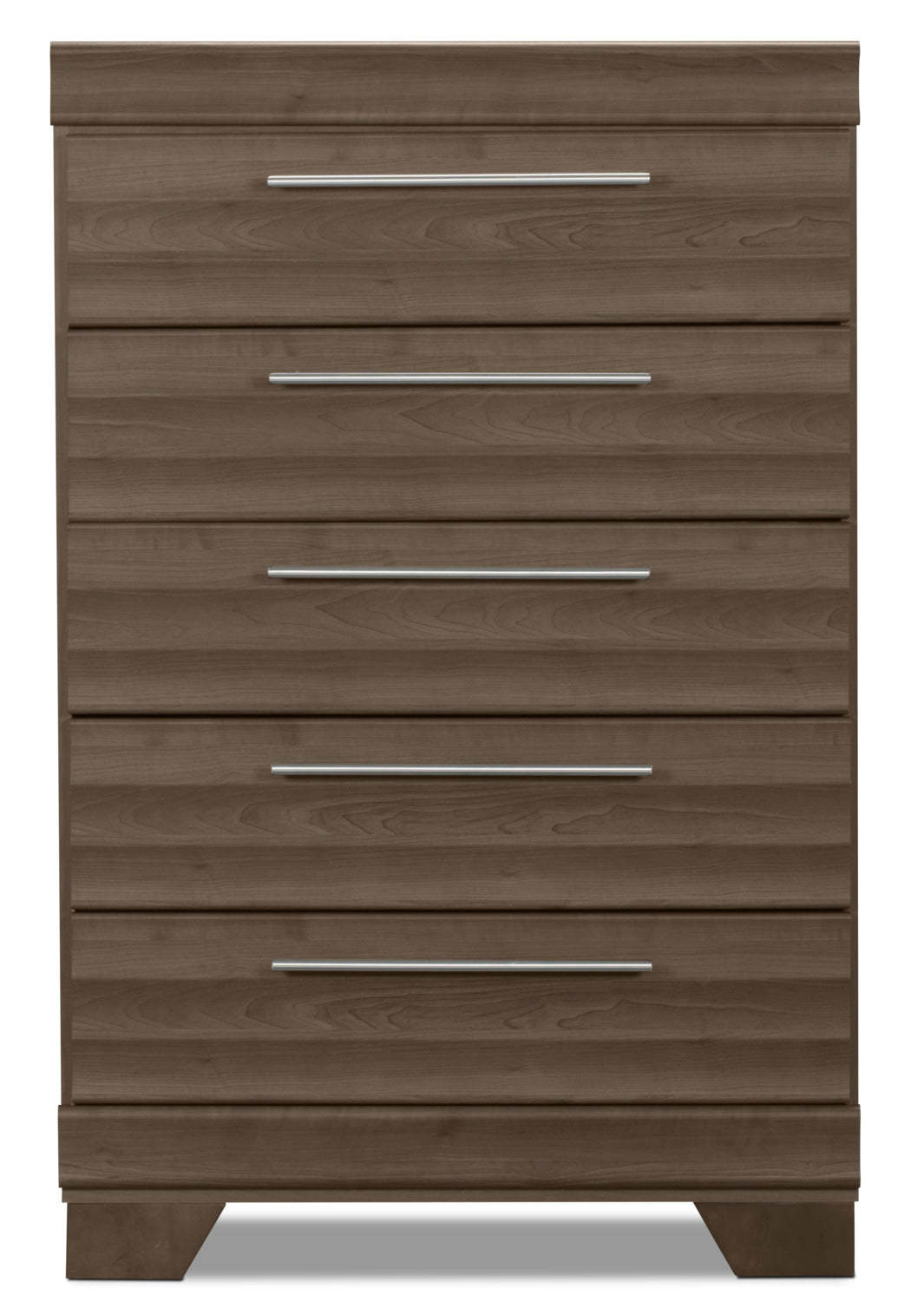 Commode de chambre à coucher Olivia, 5 tiroirs, 31 l x 47,9 h, fabriquée au Canada - Gris | Commode verticale Olivia de 31 po (L) x 47,9 po (H) à 5 tiroirs pour la chambre à coucher, fabriquée au Canada - grise