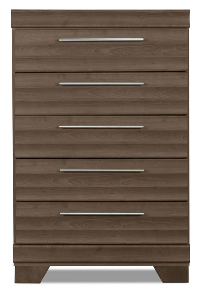 Commode de chambre à coucher Olivia, 5 tiroirs, 31 l x 47,9 h, fabriquée au Canada - Gris | Commode verticale Olivia de 31 po (L) x 47,9 po (H) à 5 tiroirs pour la chambre à coucher, fabriquée au Canada - grise