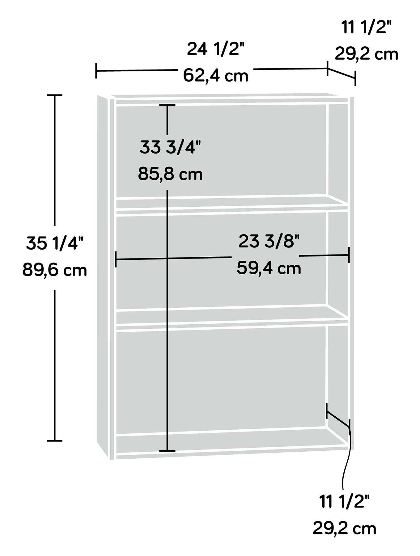 Bibliothèque 3 étagères Boston 24,5 - Cerisier cannelle|Bibliothèque Boston de 24,5 po à 3 tablettes - cerisier cannelle