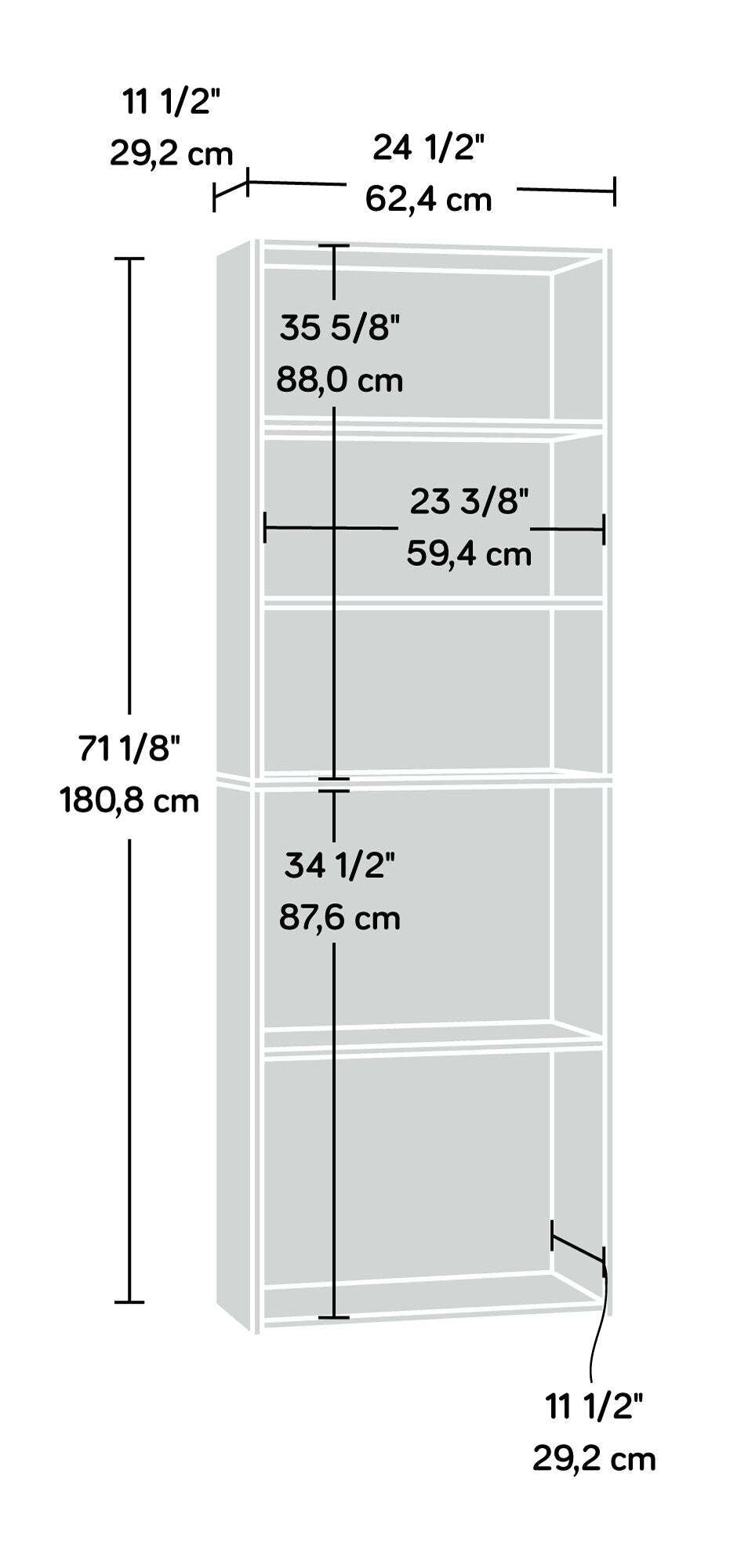 Bibliothèque 5 étagères Boston 24,75 - Brook Cherry|Bibliothèque Boston de 24,75 po à 5 tablettes - cerisier Brooks