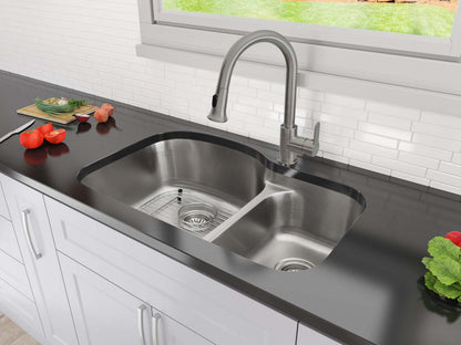 Ancona Tusca Series 33 60/40 Dual Mount Kitchen Sink - AN-3342|Évier de cuisine sous plan ou en surface (60/40) Ancona de série Tusca de 33 po - AN-3342|D77G8DE9