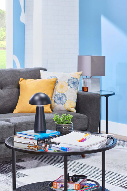 Lampe de table portative intérieure/extérieure moderne en acrylique de 11 po en hêtre avec port USB - Noir | Lampe de table pour l'intérieur et pour l'extérieur moderne portable Hêtre de 11 po en acrylique avec port USB - noire