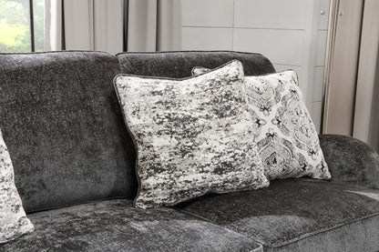 Sofa Bellmont de 89 po fabriqué au Canada en tissu de chenille avec coussins réversibles et pattes en bois - gris anthracite