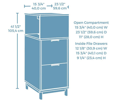 Bergen Circle 15.75 Commercial Grade File Towwr with 2-Drawers & Cubby - Natural Wood | Tour de classement Bergen Circle de 15,75 po de qualité commerciale avec 2 tiroirs et compartiment - bois naturel