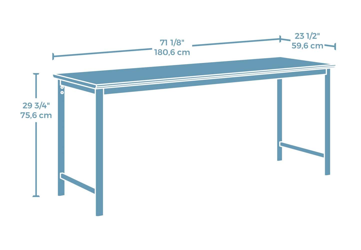 Bureau de type table Bergen Circle de 71,10 po de qualité commerciale - bois naturel