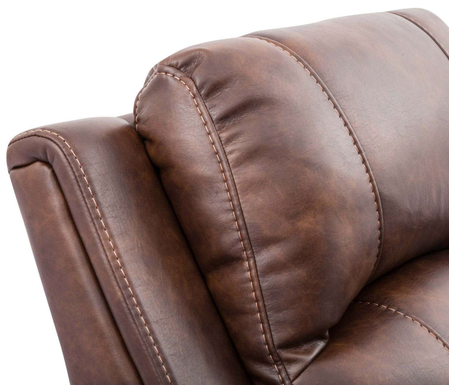 Kory Leather-Look Fabric Power Reclining Loveseat – Pecan|Causeuse à inclinaison électrique Kory en tissu d'apparence cuir - pacane