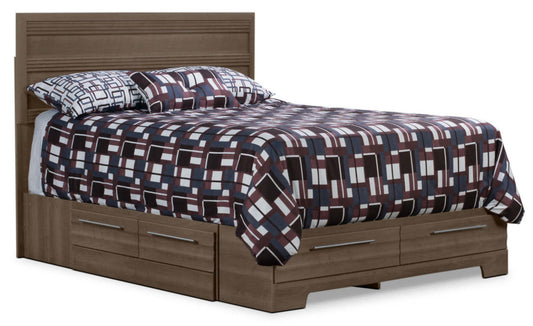 Olivia 6-Piece Queen Storage Bedroom Package with 2 Nightstands – Grey|Ensemble de chambre à coucher Olivia 6 pièces avec lit queen de rangement et 2 tables de nuit - gris