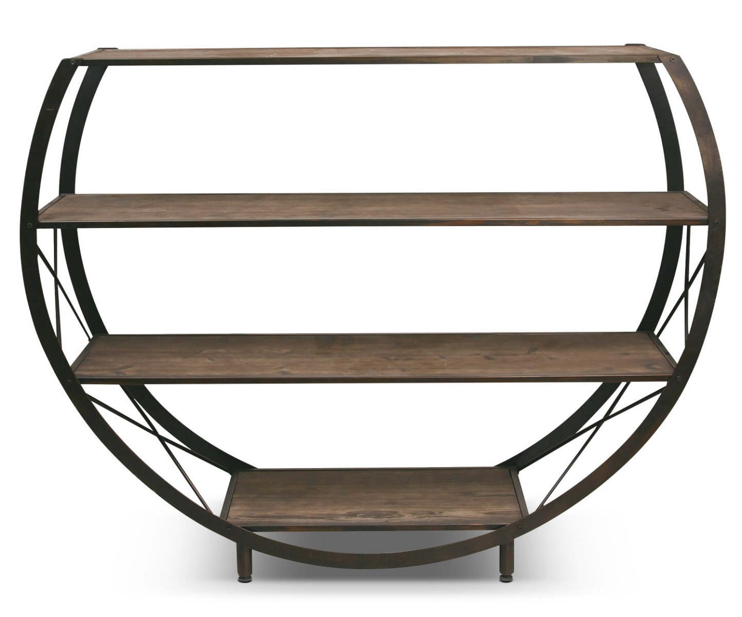 Bibliothèque circulaire ouverte 4 étagères Santa Mon 54 - Espresso|Bibliothèque circulaire Santa Mon de 54 po avec 4 tablettes ouvertes - espresso