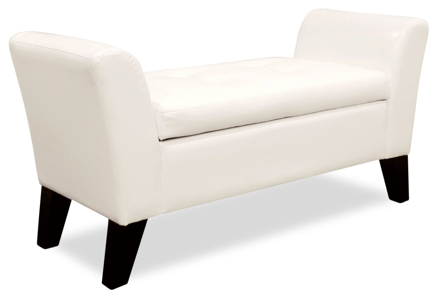 Bonn 44 Storage Ottoman - Simili Cuir Blanc|Pouf de rangement Bonn de 44 po - similicuir blanc