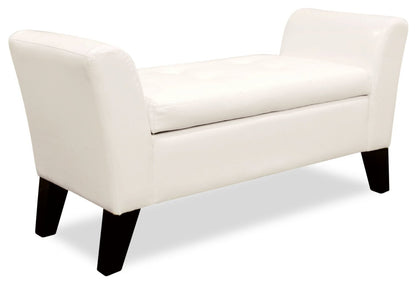Bonn 44 Storage Ottoman - Simili Cuir Blanc|Pouf de rangement Bonn de 44 po - similicuir blanc