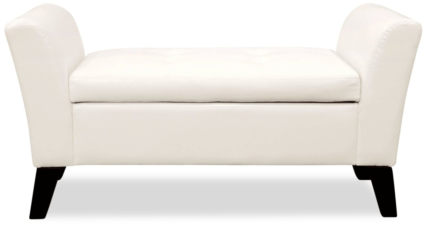 Bonn 44 Storage Ottoman - Simili Cuir Blanc|Pouf de rangement Bonn de 44 po - similicuir blanc