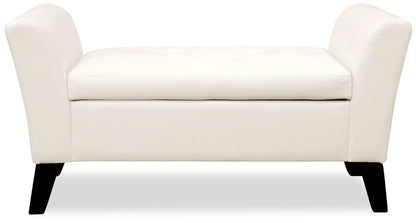 Bonn 44 Storage Ottoman - Simili Cuir Blanc|Pouf de rangement Bonn de 44 po - similicuir blanc