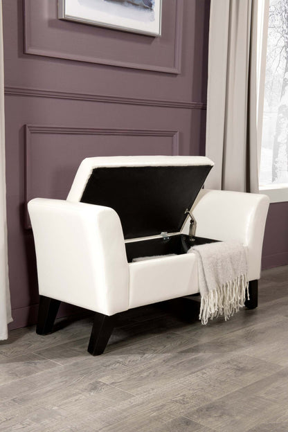 Bonn 44 Storage Ottoman - Simili Cuir Blanc|Pouf de rangement Bonn de 44 po - similicuir blanc