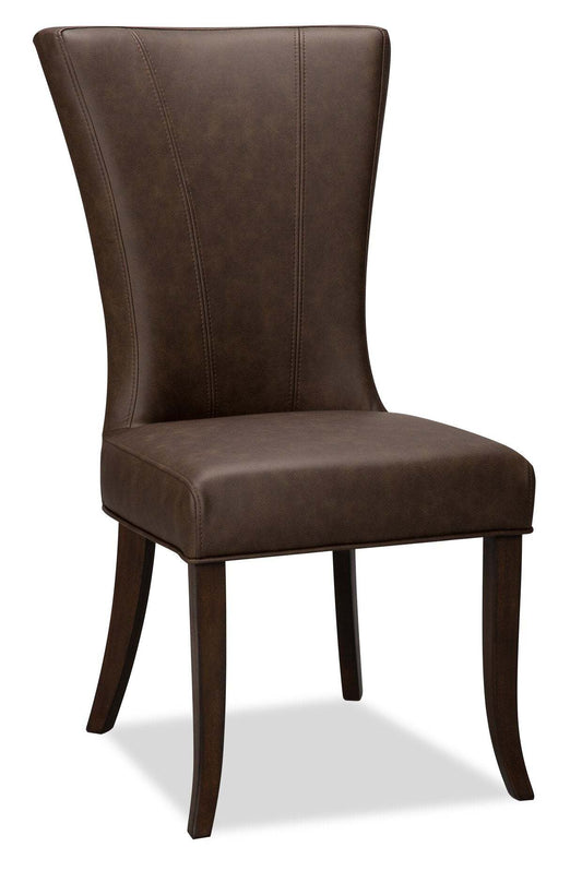 Chaise de salle à manger Bree avec tissu en cuir végétalien - Marron | Chaise de salle à manger Bree en tissu de cuir végétalien - brune