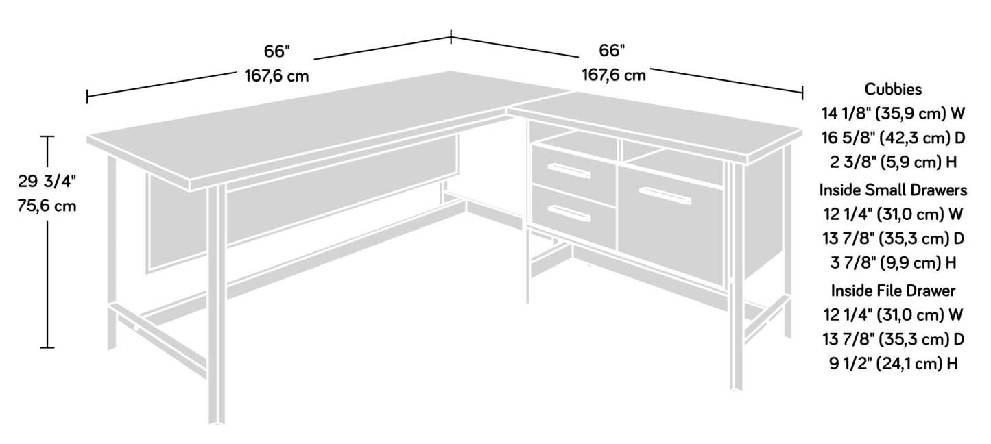 Bureau d’ordinateur en forme de L Briarbrook de 65,98 po de qualité commerciale à 3 tiroirs - brun