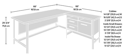 Bureau d’ordinateur en forme de L Briarbrook de 65,98 po de qualité commerciale à 3 tiroirs - brun