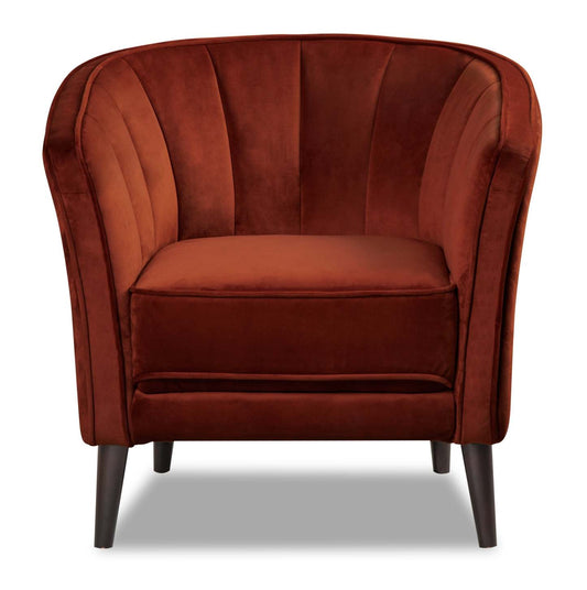 Chaise d'appoint en tissu velours Brinley 29 avec pieds en bois - Orange | Fauteuil d'appoint Brinley de 29 po en tissu de velours avec pattes en bois - orange