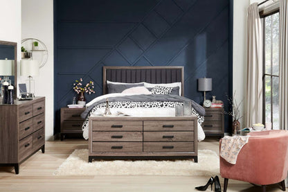 Table de nuit Kate à 2 tiroirs, 23,6 L x 24,8 H - Gris/Marron | Table de nuit Kate de 23,6 po (L) x 24,8 po (H) à 2 tiroirs - gris-brun