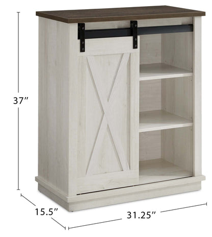 Armoire d'appoint Bristow 31" avec tablettes et porte de grange coulissante - Chêne blanc | Armoire décorative Bristow de 31 po avec tablettes et porte de grange coulissante - chêne blanc | BRIWHACC