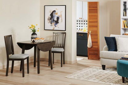 Ensemble de salle à manger Bryn 3 pièces avec 42 tables rondes à abattant et 2 chaises, tissu - Gris foncé | Ensemble de salle à manger Bryn 3 pièces avec table ronde de 42 po à abattant et 2 chaises en tissu - gris foncé