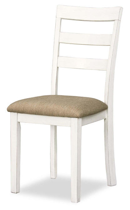 Ensemble de salle à manger Bryn 3 pièces avec 42 tables à abattant et 2 chaises, tissu – bicolore blanc et marron | Ensemble de salle à manger Bryn 3 pièces avec table de 42 po à abattant et 2 chaises - deux teintes, blanc et brun