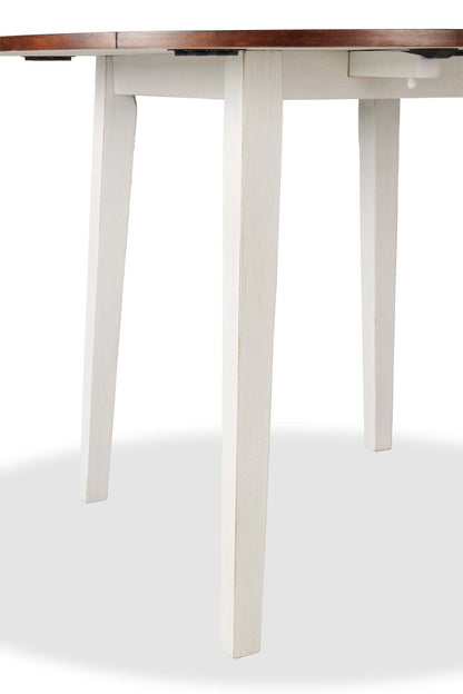 Ensemble de salle à manger Bryn 3 pièces avec 42 tables à abattant et 2 chaises, tissu – bicolore blanc et marron | Ensemble de salle à manger Bryn 3 pièces avec table de 42 po à abattant et 2 chaises - deux teintes, blanc et brun