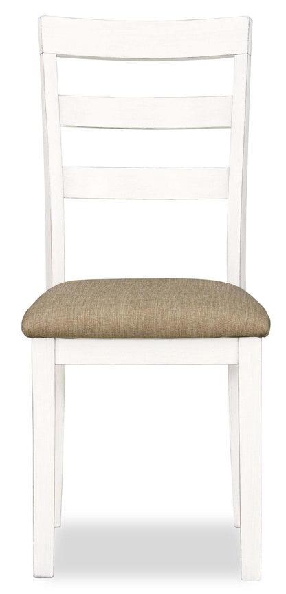 Ensemble de salle à manger Bryn 3 pièces avec 42 tables à abattant et 2 chaises, tissu – bicolore blanc et marron | Ensemble de salle à manger Bryn 3 pièces avec table de 42 po à abattant et 2 chaises - deux teintes, blanc et brun