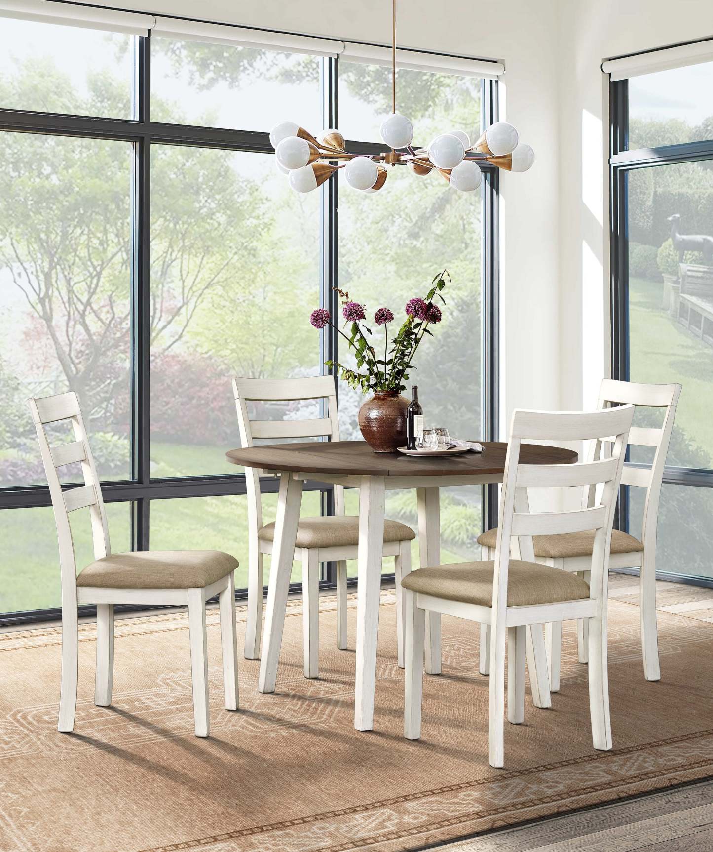 Bryn Drop-Leaf Dining Table, 42 Round - Two-Tone White & Brown | Table de salle à manger ronde Bryn de 42 po avec abattant - deux teintes, blanc et brun
