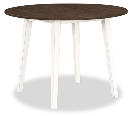 Bryn Drop-Leaf Dining Table, 42 Round - Two-Tone White & Brown | Table de salle à manger ronde Bryn de 42 po avec abattant - deux teintes, blanc et brun