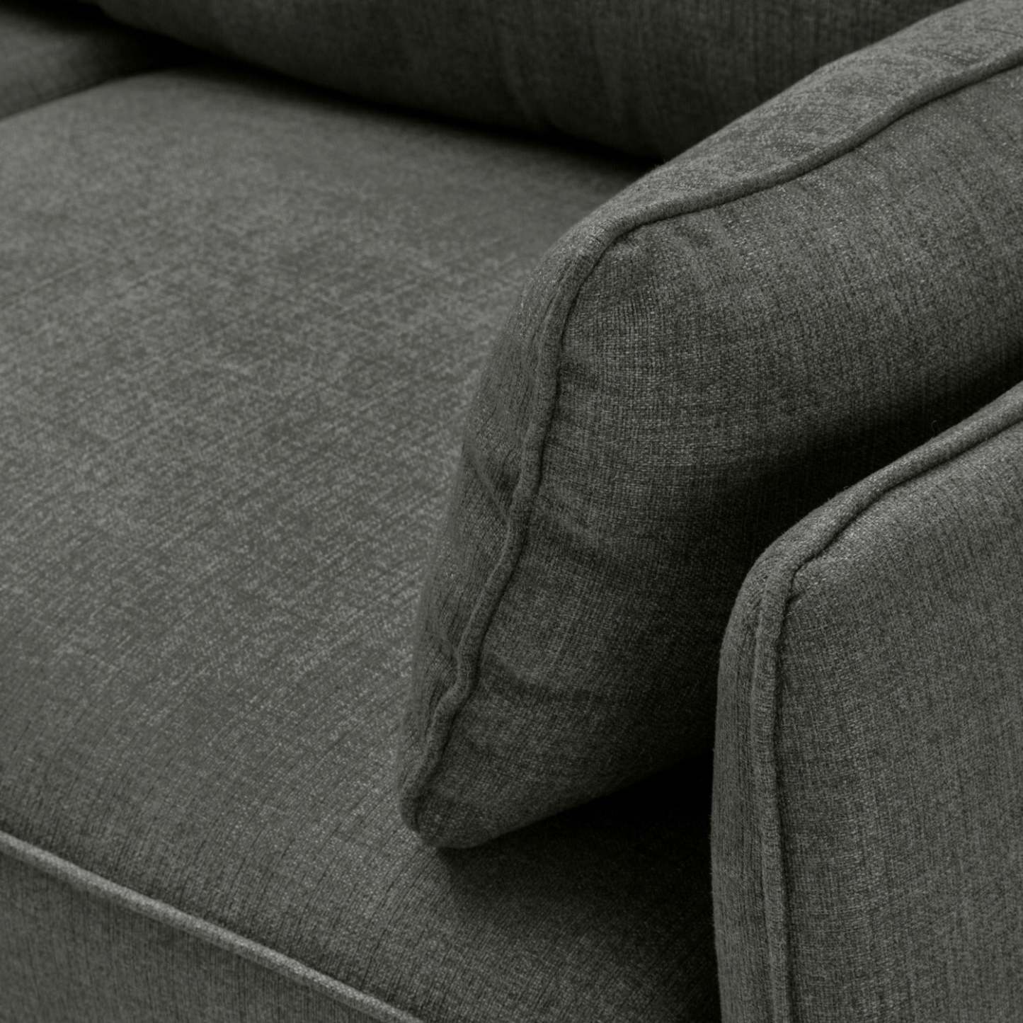 Cindy Crawford Home Gena 2-Piece Left-Facing Linen-Look Fabric Sectional with Wood Legs - Charcoal Grey | Canapé sectionnel gauche Gena de Cindy Crawford Home 2 pièces en tissu d’apparence lin avec pieds en bois - gris anthracite