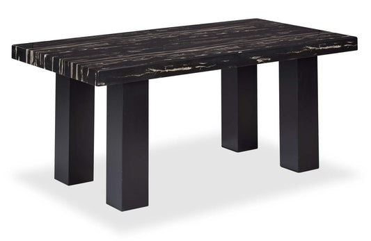 Table de salle à manger Burk avec plateau en résine époxy aspect marbre, 72 l - Noir | Table de salle à manger Burk de 72 po (L) avec dessus en résine époxy en imitation de marbre - noire