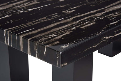 Table de salle à manger Burk avec plateau en résine époxy aspect marbre, 72 l - Noir | Table de salle à manger Burk de 72 po (L) avec dessus en résine époxy en imitation de marbre - noire