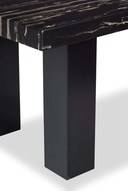 Table de salle à manger Burk avec plateau en résine époxy aspect marbre, 72 l - Noir | Table de salle à manger Burk de 72 po (L) avec dessus en résine époxy en imitation de marbre - noire