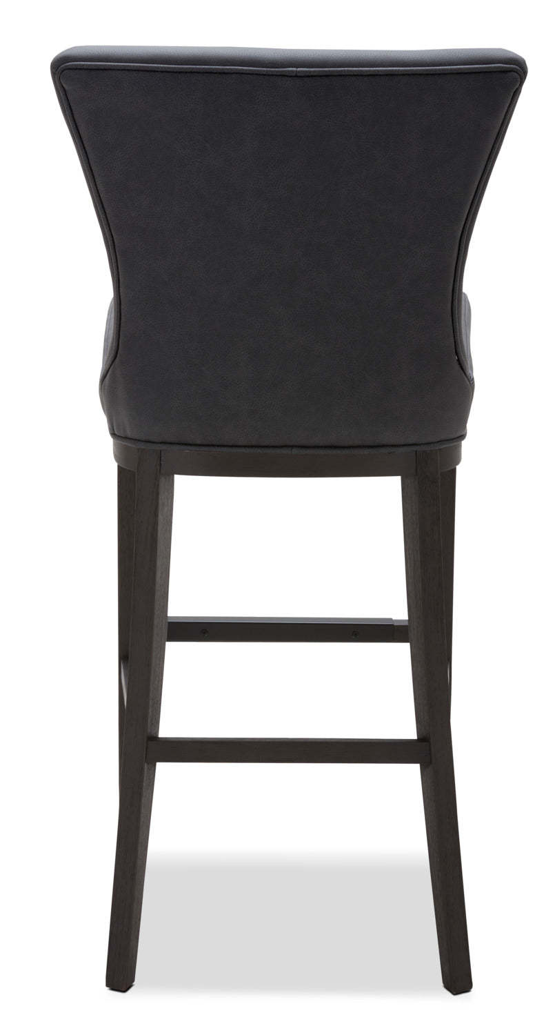 Quinn Barstool with Vegan Leather Fabric - Grey | Tabouret bar Quinn en tissu de cuir végétalien - gris
