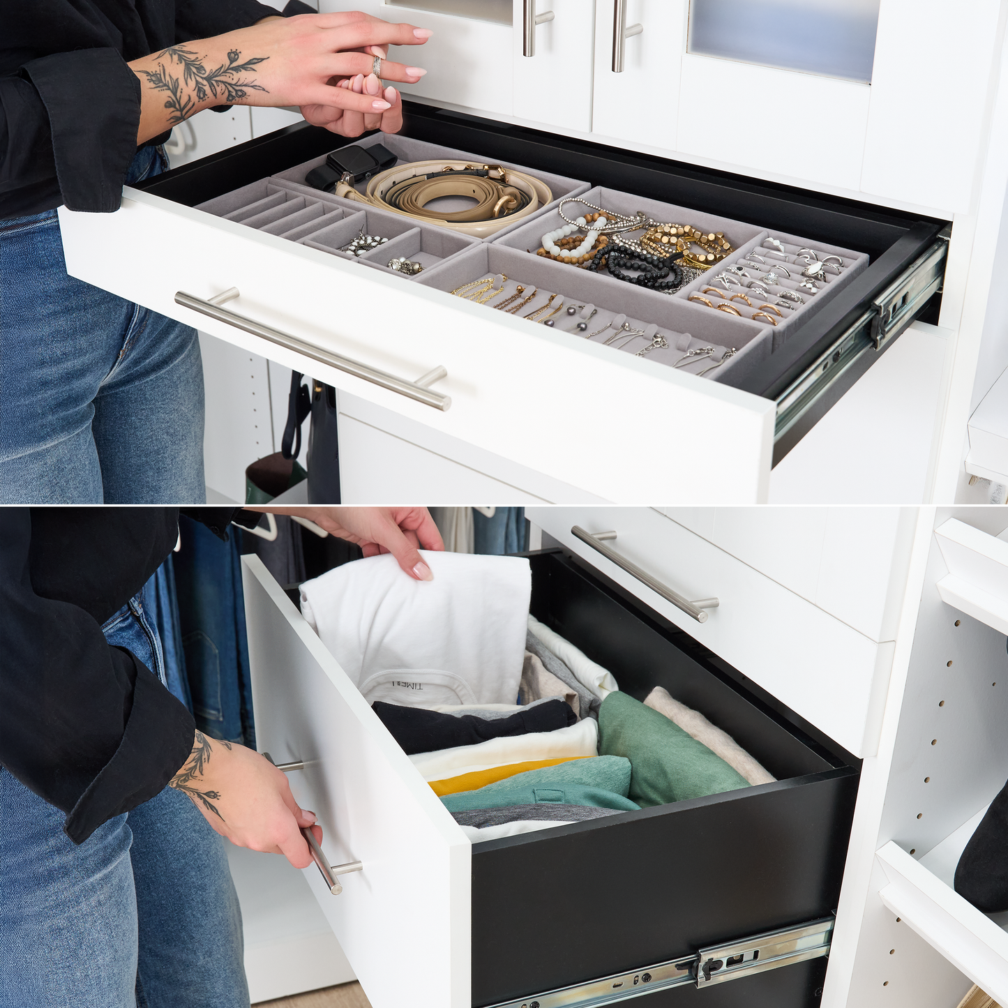 Système de pièce-penderie modulaire Florence de Bestar de 132 po avec tiroirs et tablettes pour chaussures de style Shaker - blanc