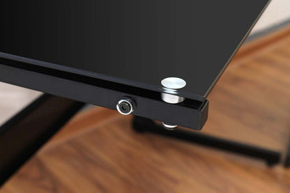 Bureau en forme de L avec plateau en verre Cairo 59 - Noir|Bureau en forme de L Cairo de 59 po avec dessus en verre - noir