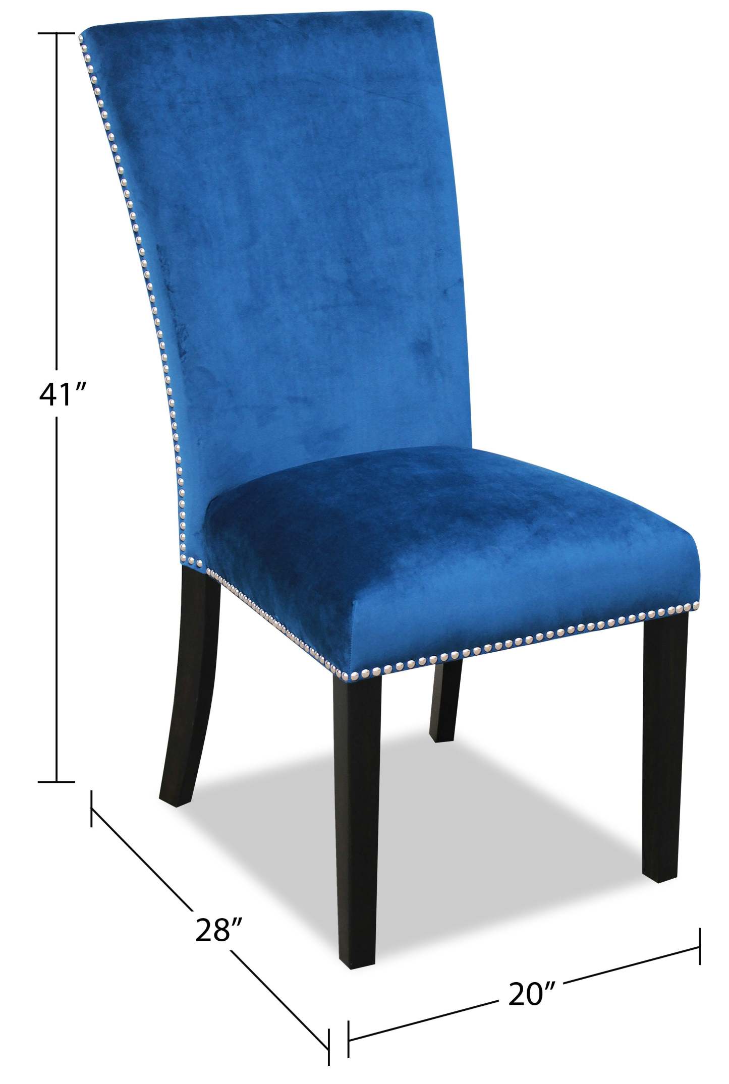 Chaise de salle à manger Cami avec tissu en velours - Bleu | Chaise de salle à manger Cami en tissu de velours - bleue