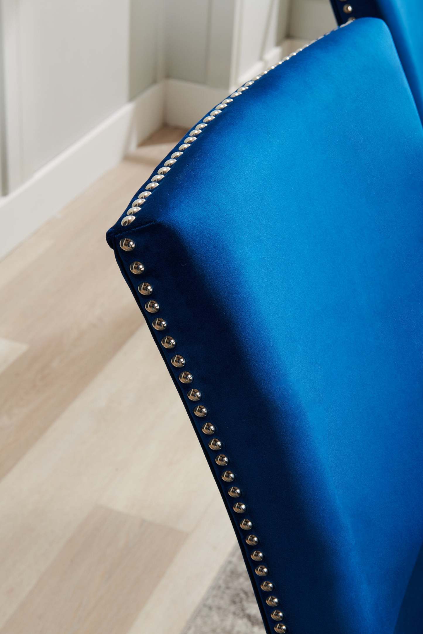 Chaise de salle à manger Cami avec tissu en velours - Bleu | Chaise de salle à manger Cami en tissu de velours - bleue