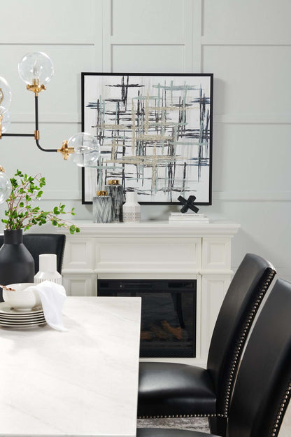 Chaise de salle à manger Cami avec tissu en cuir végétalien - Noir | Chaise de salle à manger Cami en tissu en similicuir - noire